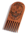 Sugar Skull Wooden Beard Comb - Beard Gains